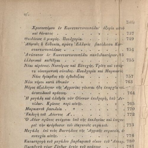 20.5 x 13.5 cm; 2 s.p. + ις’ p. + 789 p. + 3 s.p. + 1 insert; p. [α’] half-title page, p. [γ’] title page and motto